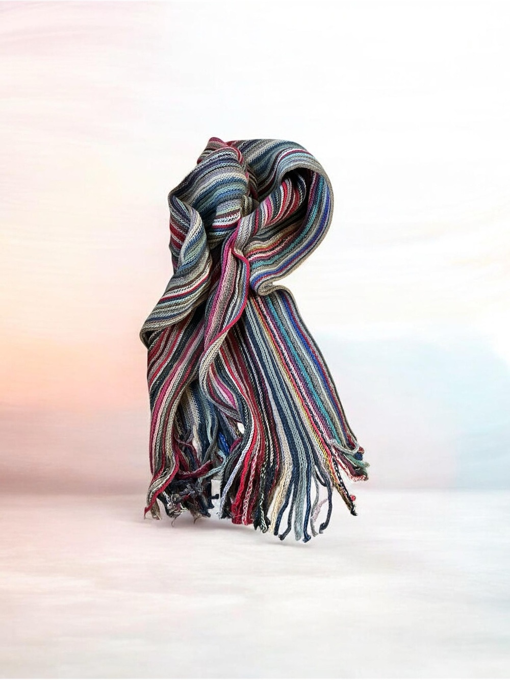 Multicolor Striped Fringe Scarf - unisex Accessories